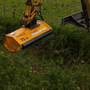 FEMAC T5-105 Mulcher on a 3.5T Yanmar excavator being used to clear fireweed and other noxious plantss